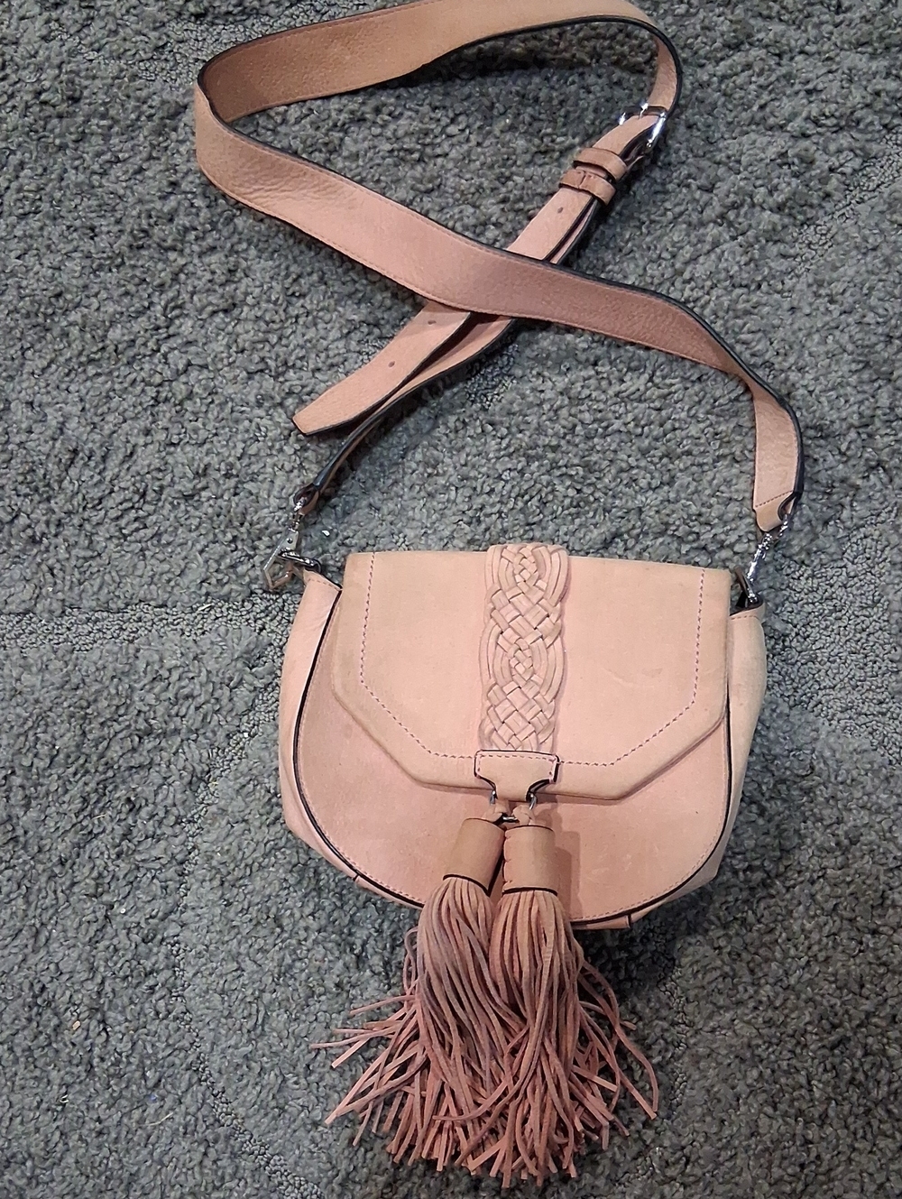 Rebecca Minkoff Dusty Pink Braided Tassel Crossbody